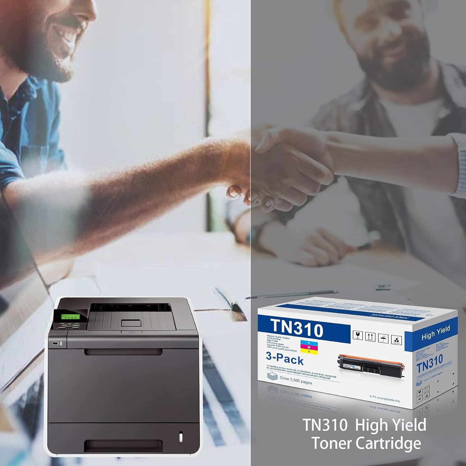 3-Pack TN310C TN310M TN310Y Toner Cartridge Replacement for Brother TN310 TN-310 TN315 Toner to use with HL-4150CDN HL-4140CW HL-4570CDW MFC-9970CDW Printer (1C+1M+1Y)