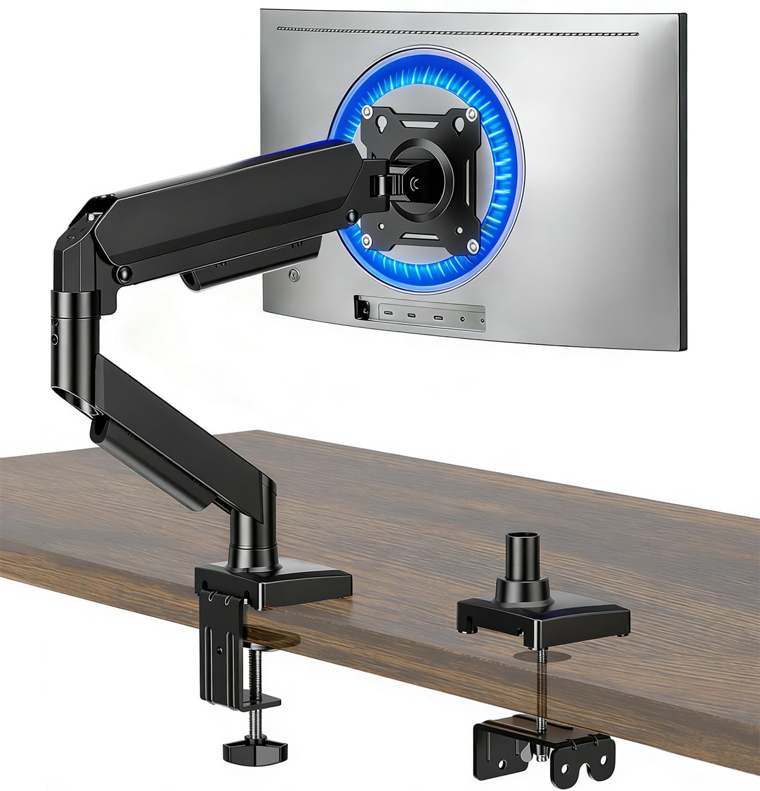 AX WABER Soporte Monitor Brazo Articulado 2 en 1 con Base y Pinza, para Pantallas de 17-32" y 4.4-22 lbs, 360° Rotación +90°/-45° Inclinación, AX09DB01