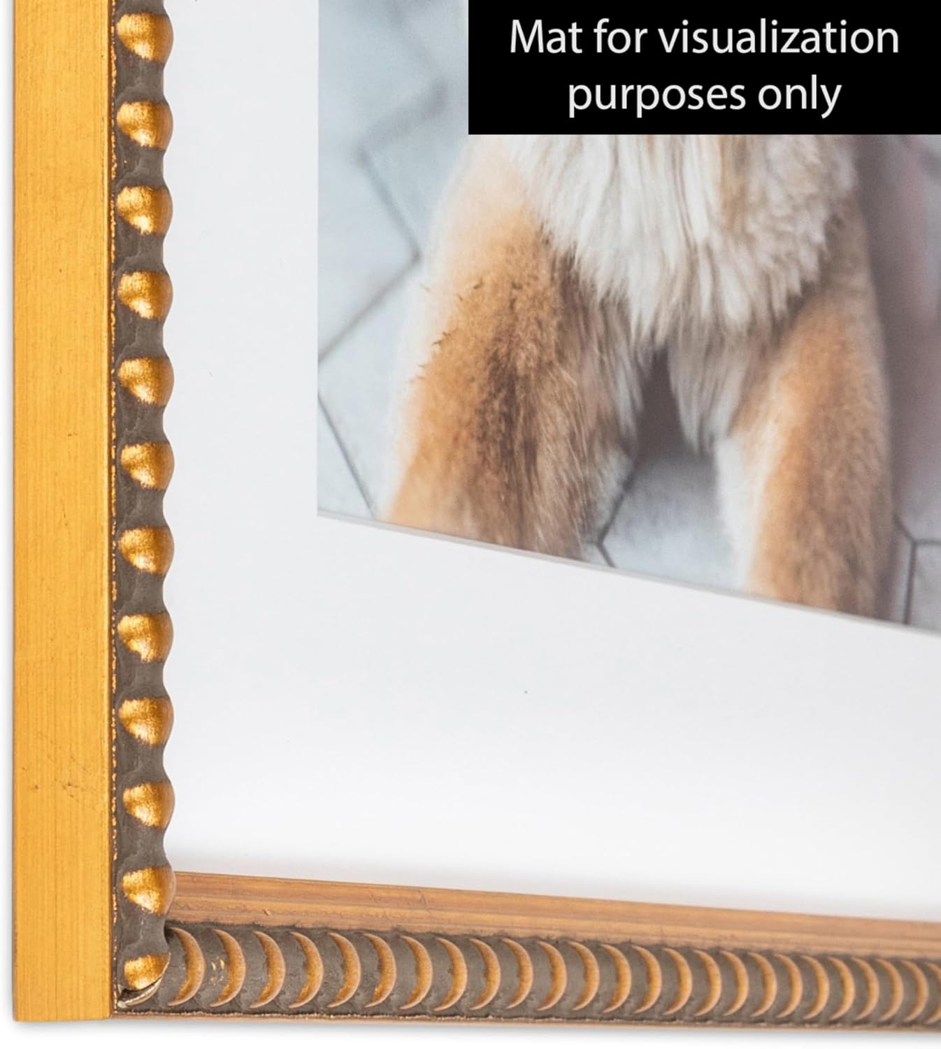 ArtToFrames 5x7 Inch Gold Picture Frame, This 0.80 Inch Custom Poster Frame is Gold Leaf with Bead Compo - Comes with Regular Glass and Corrugated Backing (WOMD6864-5x7)