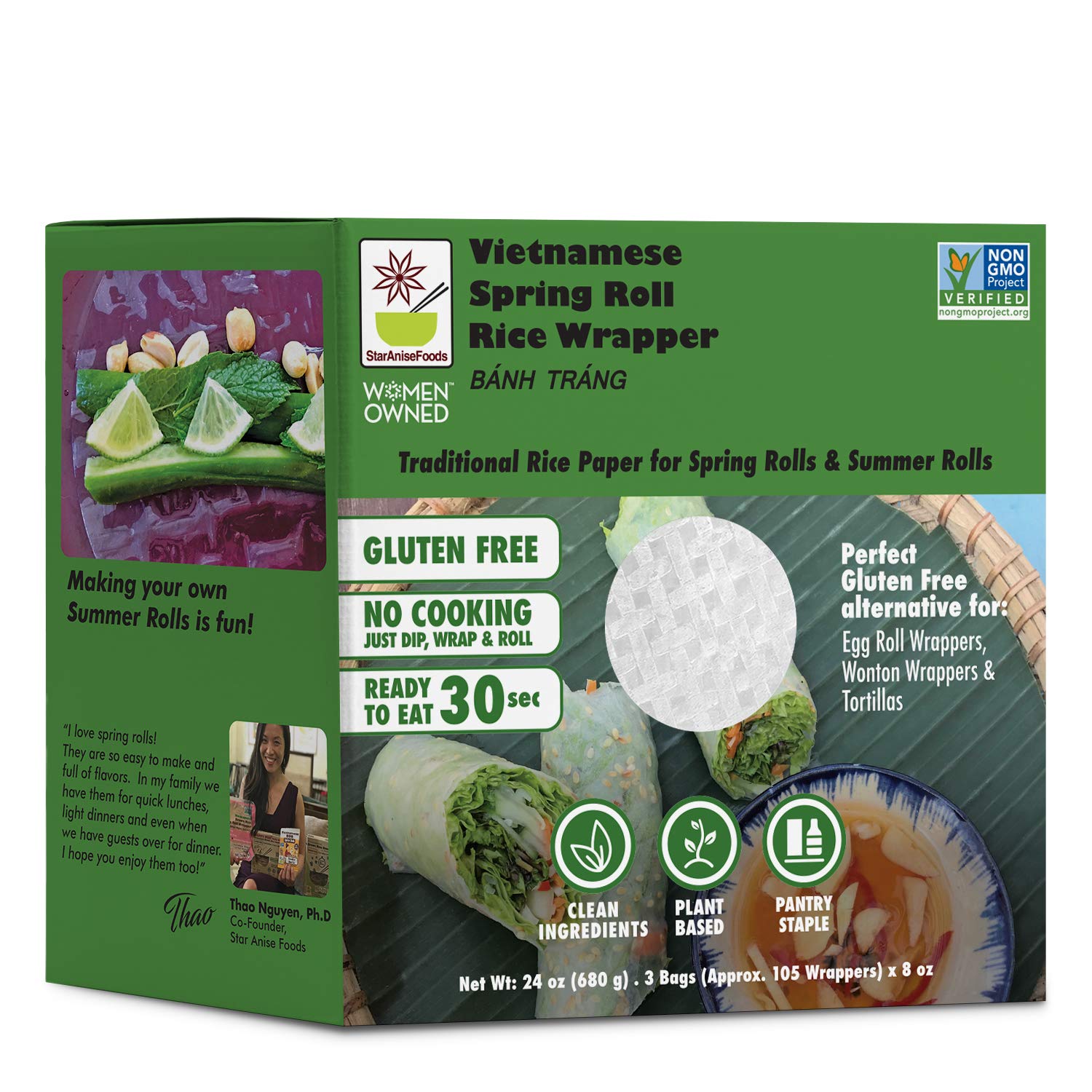 Buy Star Anise Foods Rice Paper, Rice Spring Roll Wrappers, Gluten Free Egg Roll Wrappers