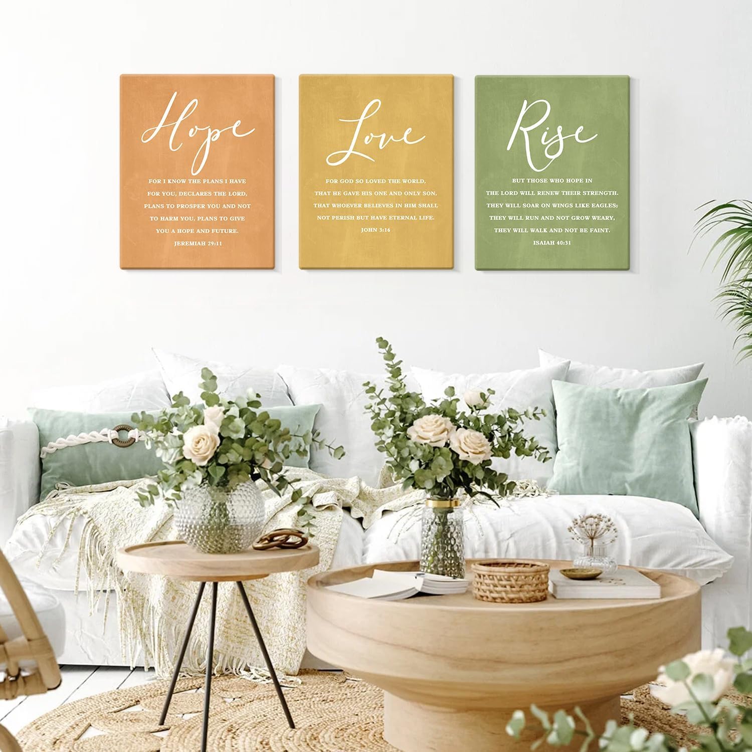 KAIRNE Bible Wall Art,Scripture Religious Wall Decor Set Of 6(12x16'',Framed),Faith Poster Set,Christian Canvas Picture,Bible Verses Artwork,Easter Wall Art for Bedroom College Dorm Home Decor - Image 3