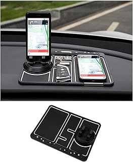 Non-slip Phone Pad for 4-in-1 Car, 2023 New Cool Glow in the Dark Car Dashboard Phone Mat with Temporary Car Parking Card Number Plate and Aromatherapy, Anti-shake Pad Universal Phone Holder (White)
