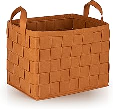 N8WERK Bolsa de fieltro XL para leña de 40 x 30 x 30 cm, color marrón óxido, cesta de madera plegable de fieltro resistente en aspecto trenzado, transporte y almacenamiento de leña, compras, periódico