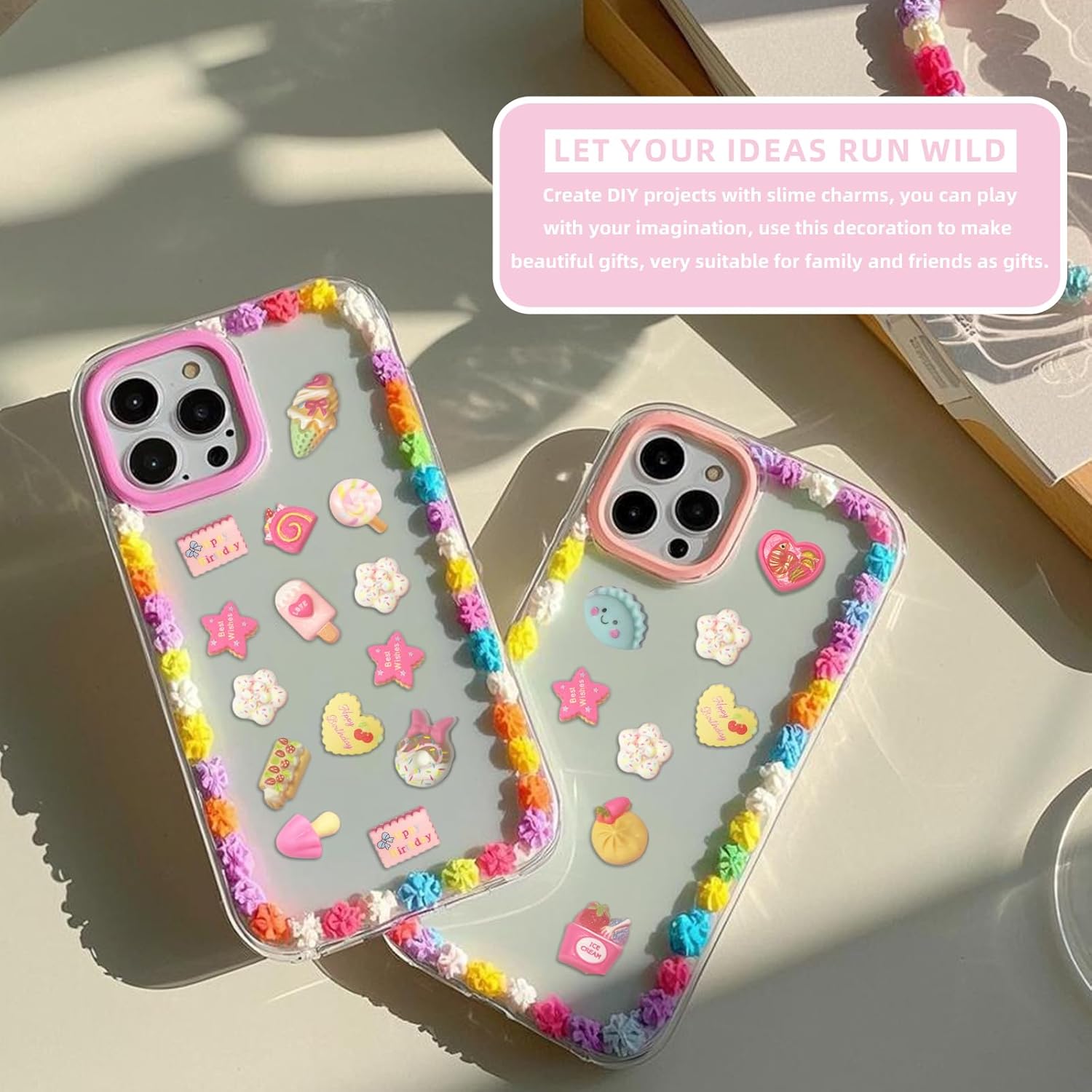 200 pcs Assorted Slime Charms, BOSOIRSOU Cute Candy Sweet Fruits Donut Charms Ornaments Flatback Resin Cabochons for Craft Making Ornament Scrapbooking DIY Crafts Beads Making Supplies - Random Style - Image 4