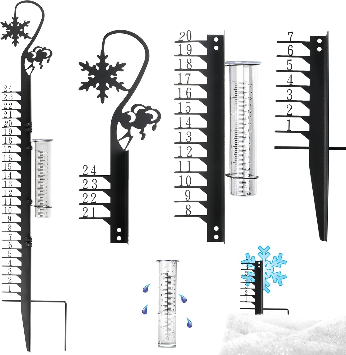 Rain Gauge & Snow Gauge Outdoor, 24Inch DualPurpose