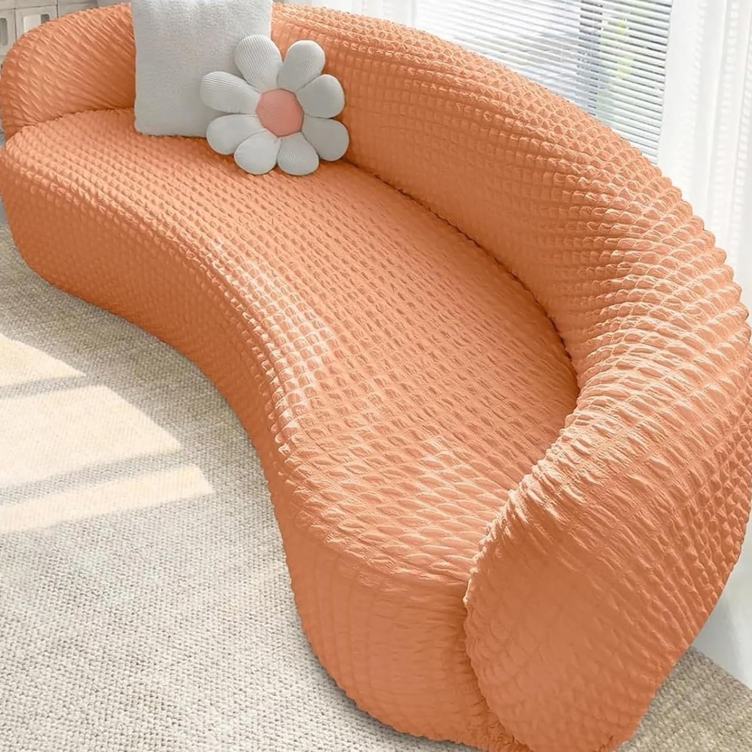 Housse de canapé universelle incurvée pour rénover un salon usé de 145-188cm