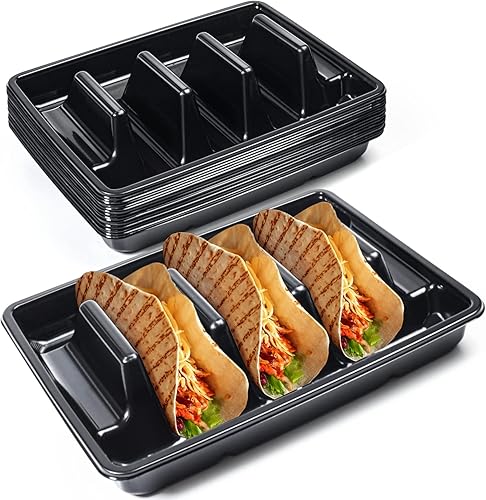 Plato de taco desechable con 3 compartimentos para barra de taco y hogar mantiene los tacos en posición vertical