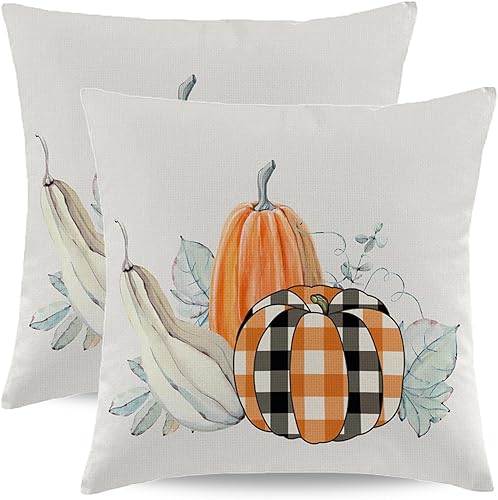 Miniatura 8 de Juego de 2 fundas de almohada de Halloween de 20 x 20 pulgadas, fundas cuadradas de lino decorativas de lino para el hogar, la cama o el sofá