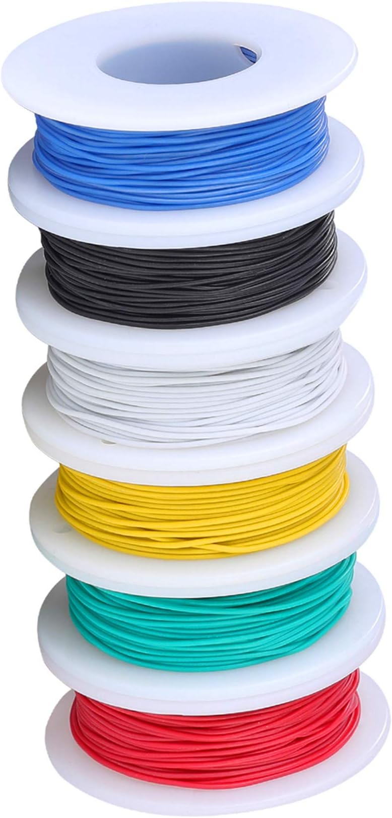 TUOFENG 28 awg Wire Solid Core Hookup Wires-6 Different Colored Jumper Wire 50 ft Each, 28 Gauge Tinned Copper Wire PVC (OD: 1.17mm) Hook up Wires Kit