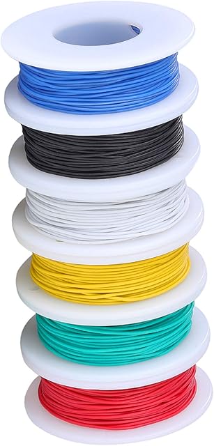 TUOFENG 28 awg Solid Wire-Solid Wire Kit-6 Different Colored 15 Meter spools 28 Gauge Jumper Wire -Hook up Wire Kit