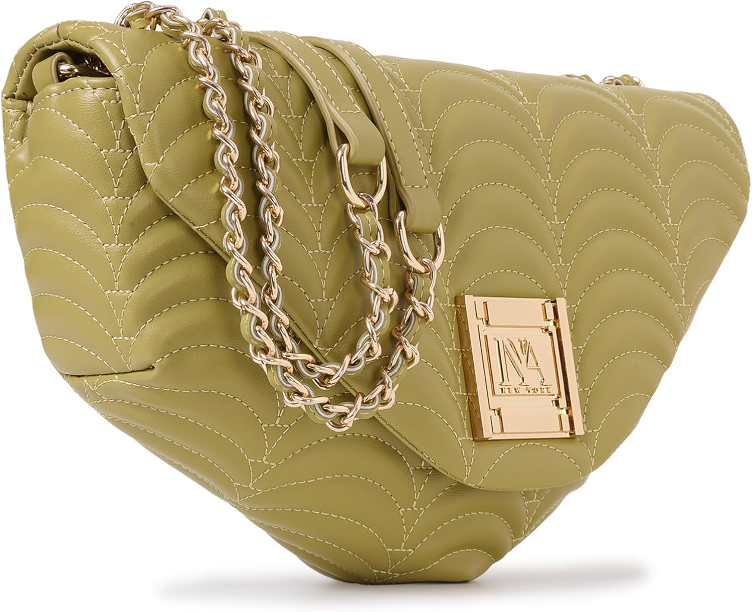 BROADWAY N°2 Quilted Crossbody – Vegan Leather with Chain Strap and Slim Profile