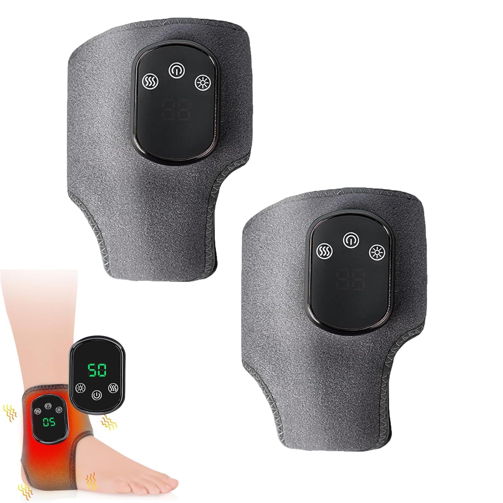 Elektrisches Fußmassagegerät, 3 Vibrationsstufen & 5 Heizstufen, Thermo-Massagegerät, tragbar, elektrische Fußmassage, für Büro zu Hause (zwei)