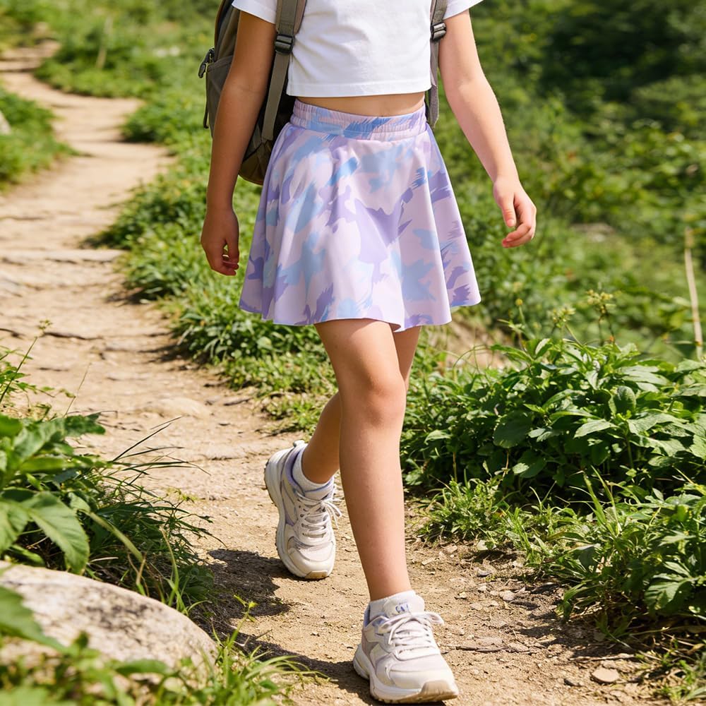 2 Pack Girls Athletic Skirts with Built-in Shorts & Pocket, Girls Tennis Skirt Skorts for Golf, Running, Dance & Casual Wear