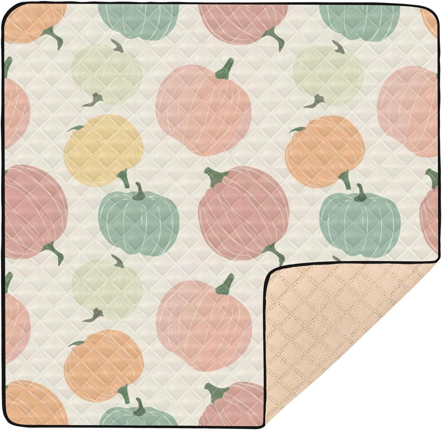 Graffiti Colorful Pumpkins Baby Play Mat, 50“ X 50” Washable Folding Crawling Mat, Baby Floor Mat, Soft, Non-Slip