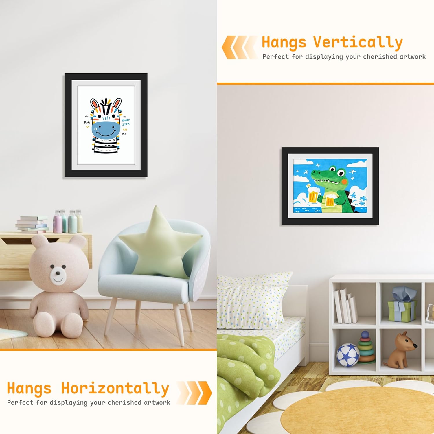 4 Pack Kids Artwork Frames Changeable 8.5 x 11 Inch Children Art Projects Children Art Frames Front Opening Picture Display Frame Holds 150 Drawings for Craft Storage, Room Decor, Portfolio, Black