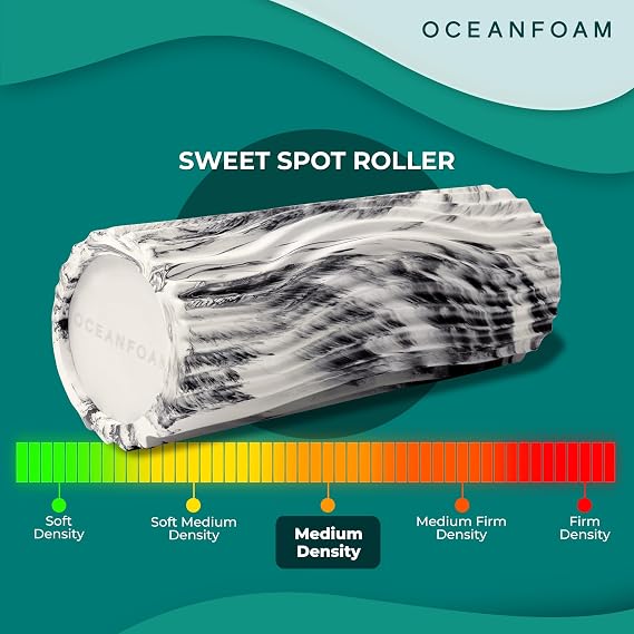 Oceanfoam Sweet Spot Medium Density Exercise Foam Roller - Black Marbled