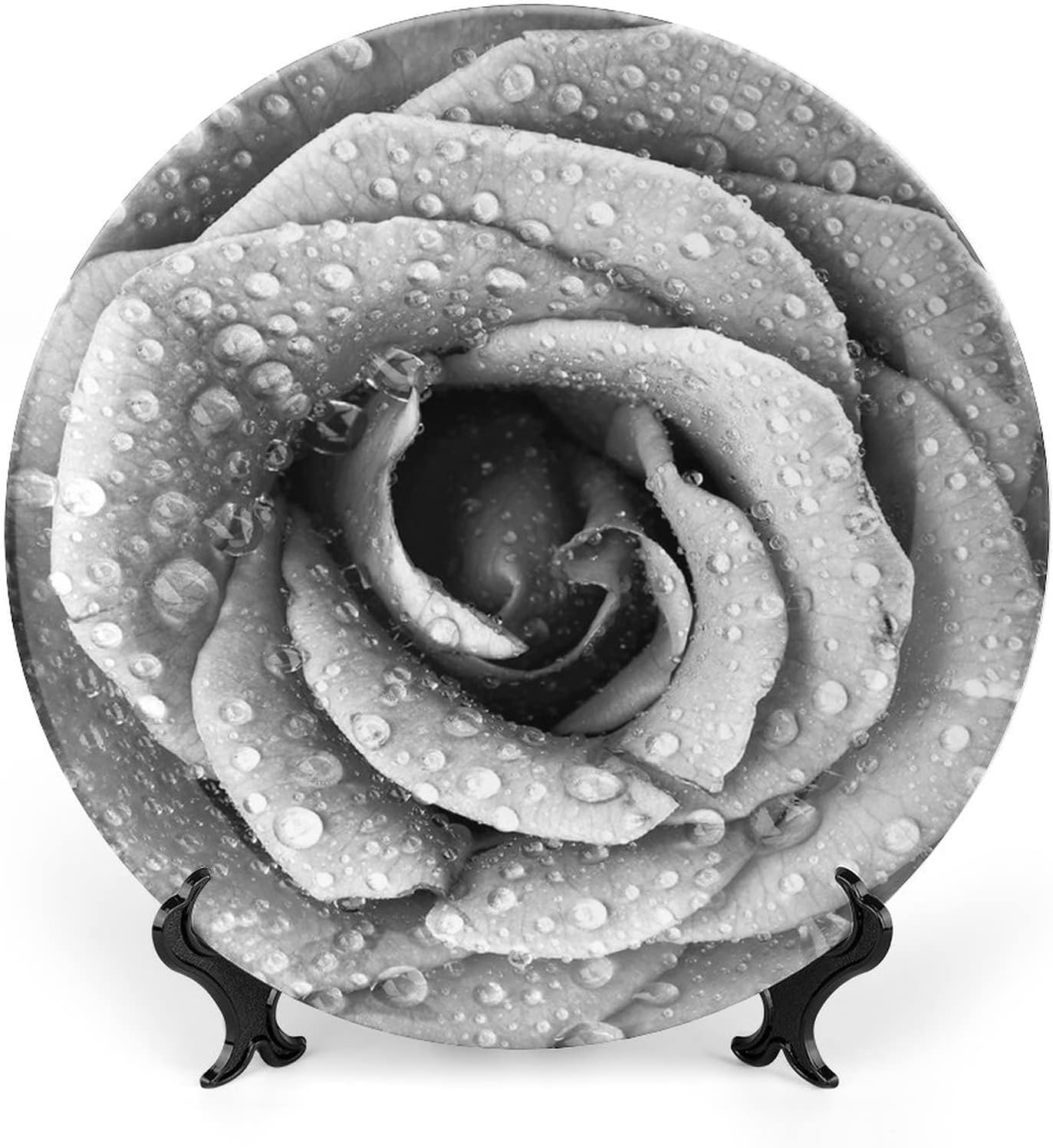 XISUNYA 7 Inch Decorative Plate, Flower Dinner Plate, Retro Romantic Rose Petal Valentines Love Art Print Ceramic Wall Hanging for Home & Office Wall Hanging Decor