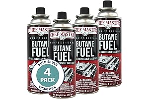 Chef Master 8 oz Butane Canister 4-Pack for Kitchen Torch