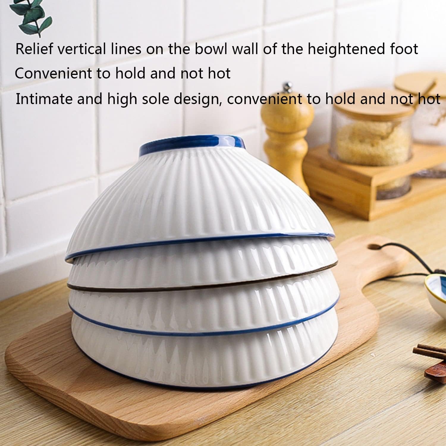 Ceramic Bowl,Ceramic Bowls, 21.1 Oz Stackable Cereal Bowls, Salad, Rice, Pasta Or Soup Bowls, Heat and Cold Resistant Porcelain(C)
