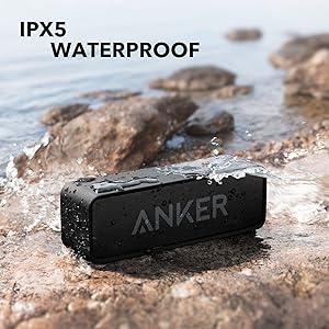 Anker Soundcore Upgraded Bluetooth Speaker with IPX5 Waterproof, Stereo Sound, 24H Playtime, Portable Wireless Speaker for iPhone, Samsung and More (Black)