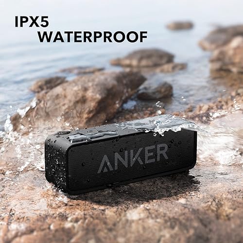 Anker Soundcore Upgraded Bluetooth Speaker with IPX5 Waterproof, Stereo Sound, 24H Playtime, Portable Wireless Speaker for iPhone, Samsung and More (Black) 4