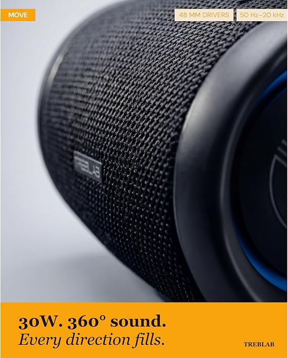 TREBLAB HD77 Waterproof Bluetooth Speaker, 30W Deep Bass, RGB Light, 20H | TWS Pairing for True Stereo, USB-C Fast Charge, AUX Input Portable Wireless Speaker for Outdoor & Backyard Use