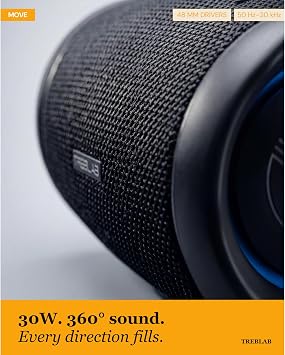 TREBLAB HD77 Waterproof Bluetooth Speaker, 30W Deep Bass, RGB Light, 20H | TWS Pairing for True Stereo, USB-C Fast Charge, AUX Input Portable Wireless Speaker for Outdoor & Backyard Use