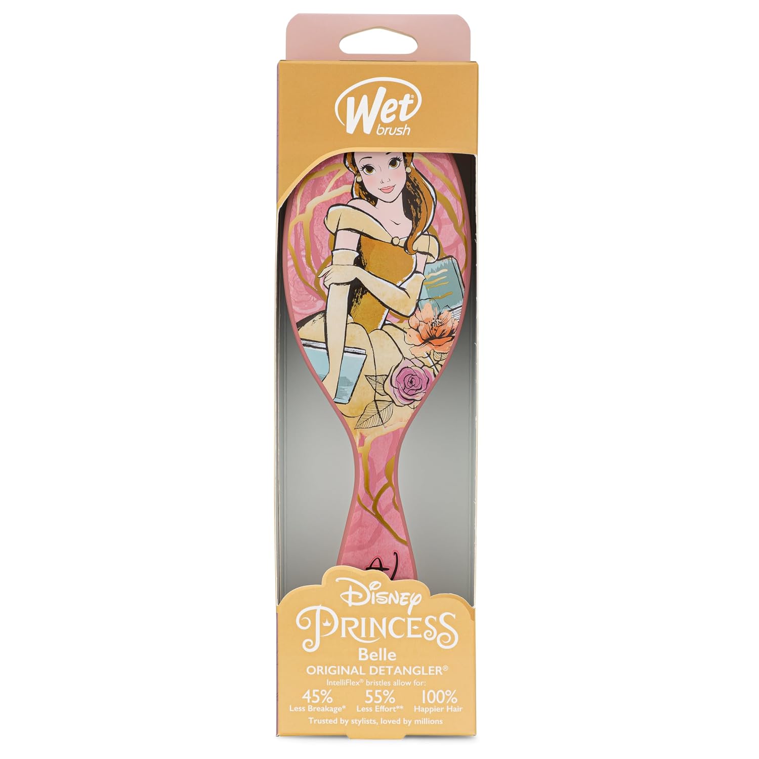 Wet Brush Disney Original Hair Detangler, Belle (Elegant Princess), Ultra-Soft IntelliFlex Bristles, Detangling Brush Glides Through Tangles (Wet Dry & Damaged Hair), Women & Men