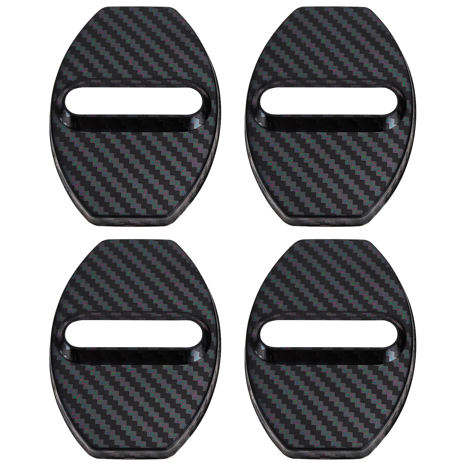 Be In Your Mind 4Pcs Car Stainless Steel Door Lock Buckle Cover Door Lock Protection Cover Compatible with Audi TT Mk1 Mk2 Mk3 Carbon Fiber Pattern 70x50mm