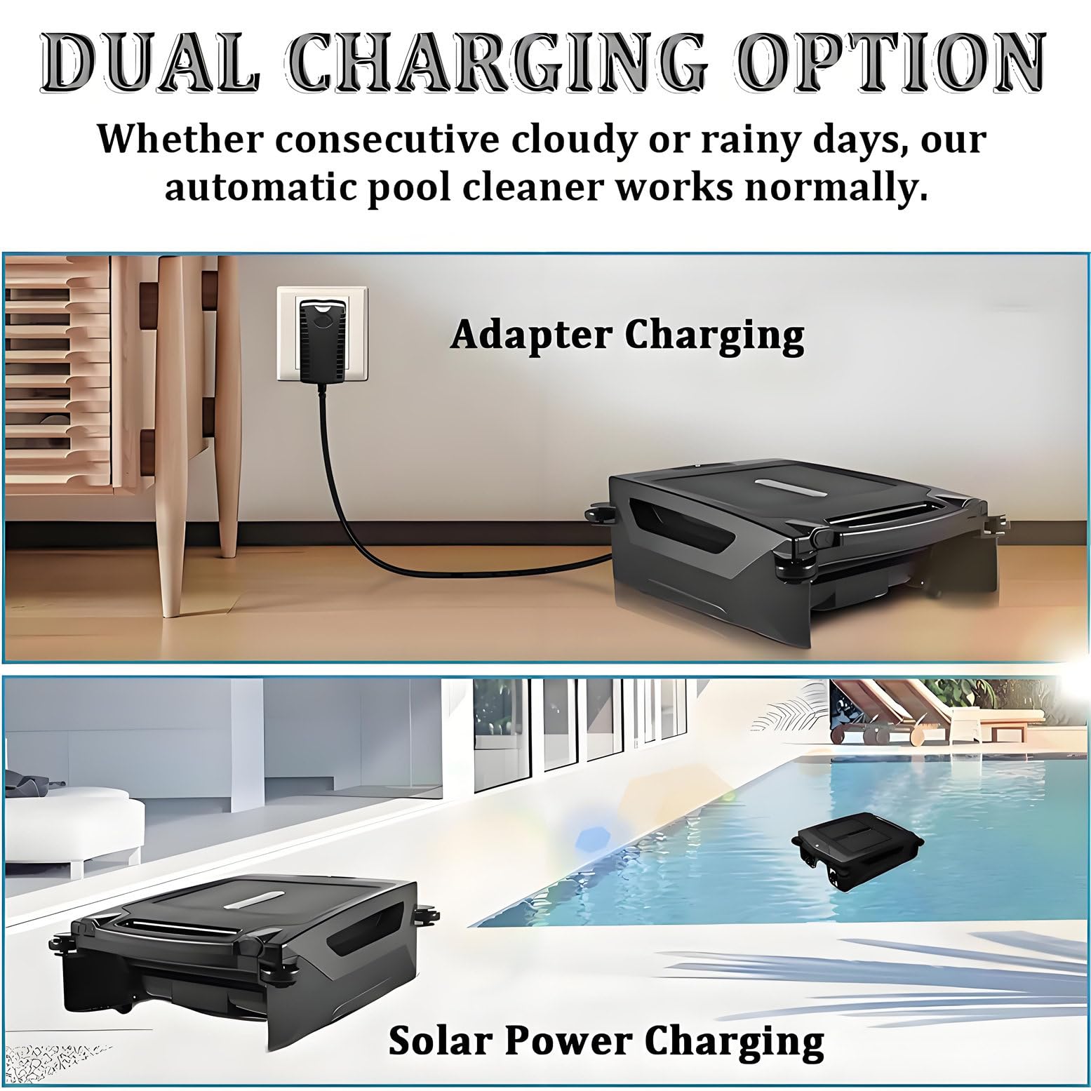 Écumoire de piscine robotique à énergie solaire – Nettoyeur automatique sans fil avec évitement d'obstacles pour piscines hors et creusées