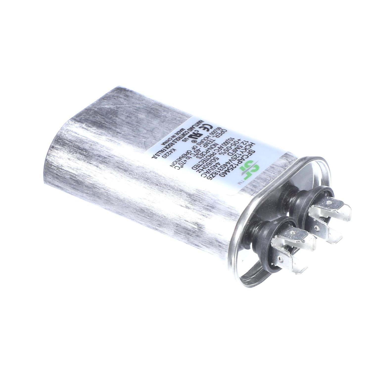 Trane Capacitor; 12.5Mfd 370/440V Oval Run Capacitor