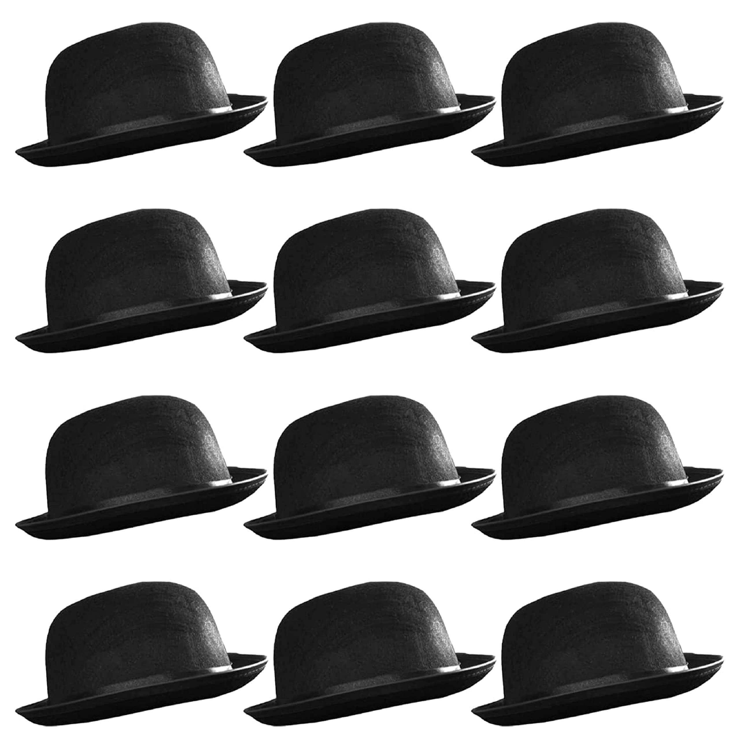 Bowler Hat - Fancy Dress Accessory Mens Ladies 58cm Circumference Felt Victorian Gent Costume Accessory - Pack Of 12