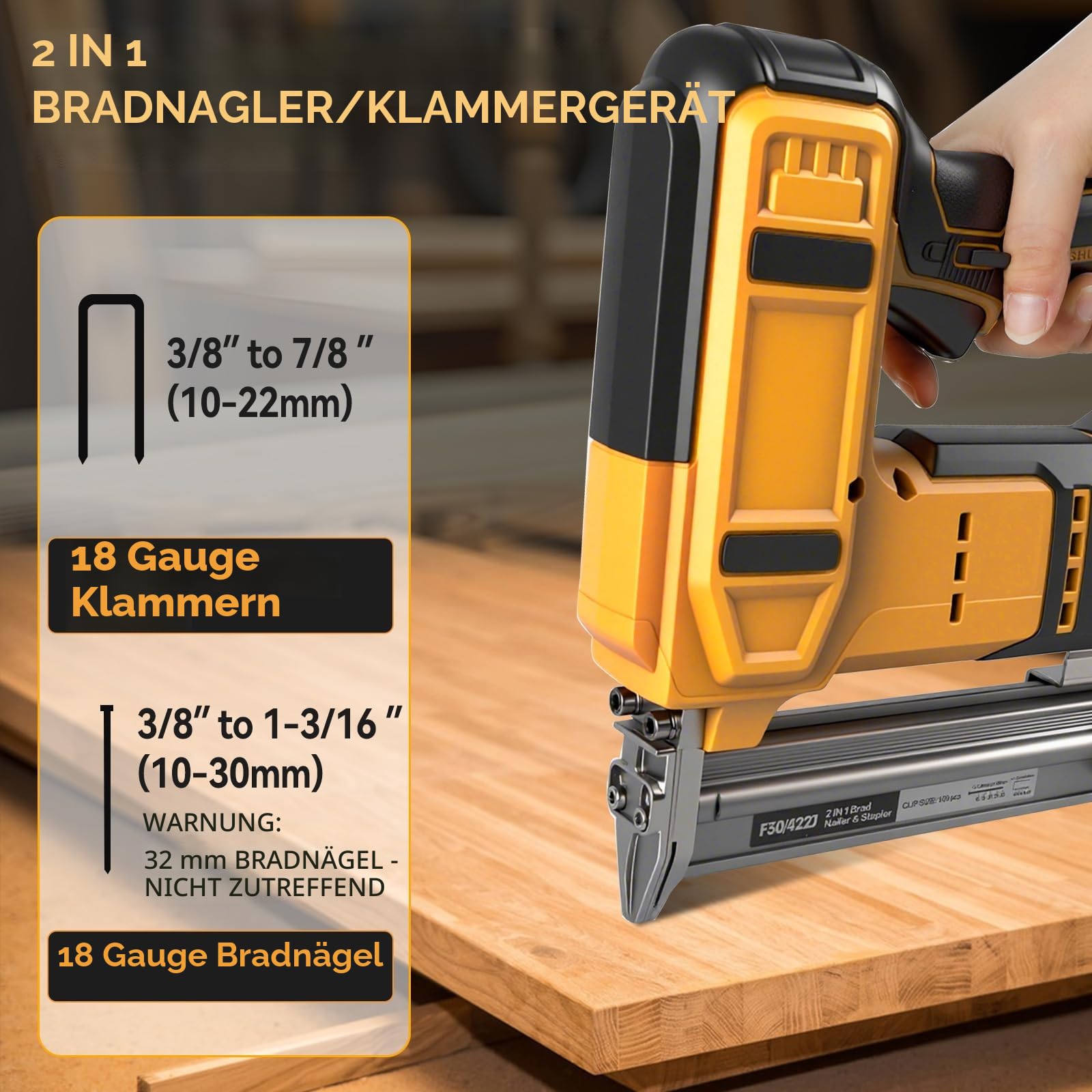 Dewalt 18V 20V Akku Schnurloser Brad-Nagler 2-in-1 Nagel-Klammerpistole 18GA Hefter-Nagler