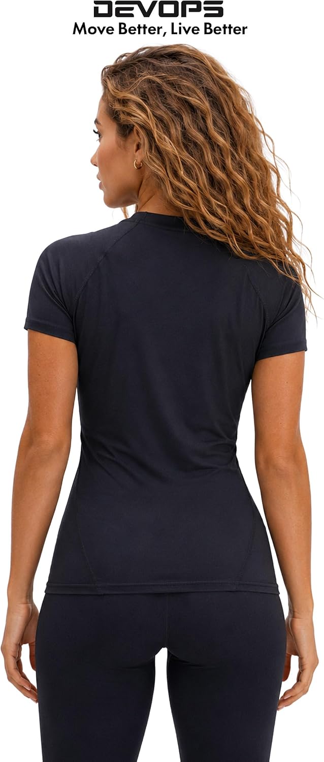 DEVOPS 3 Pack Women's Compression Baselayer Short Sleeve Shirt