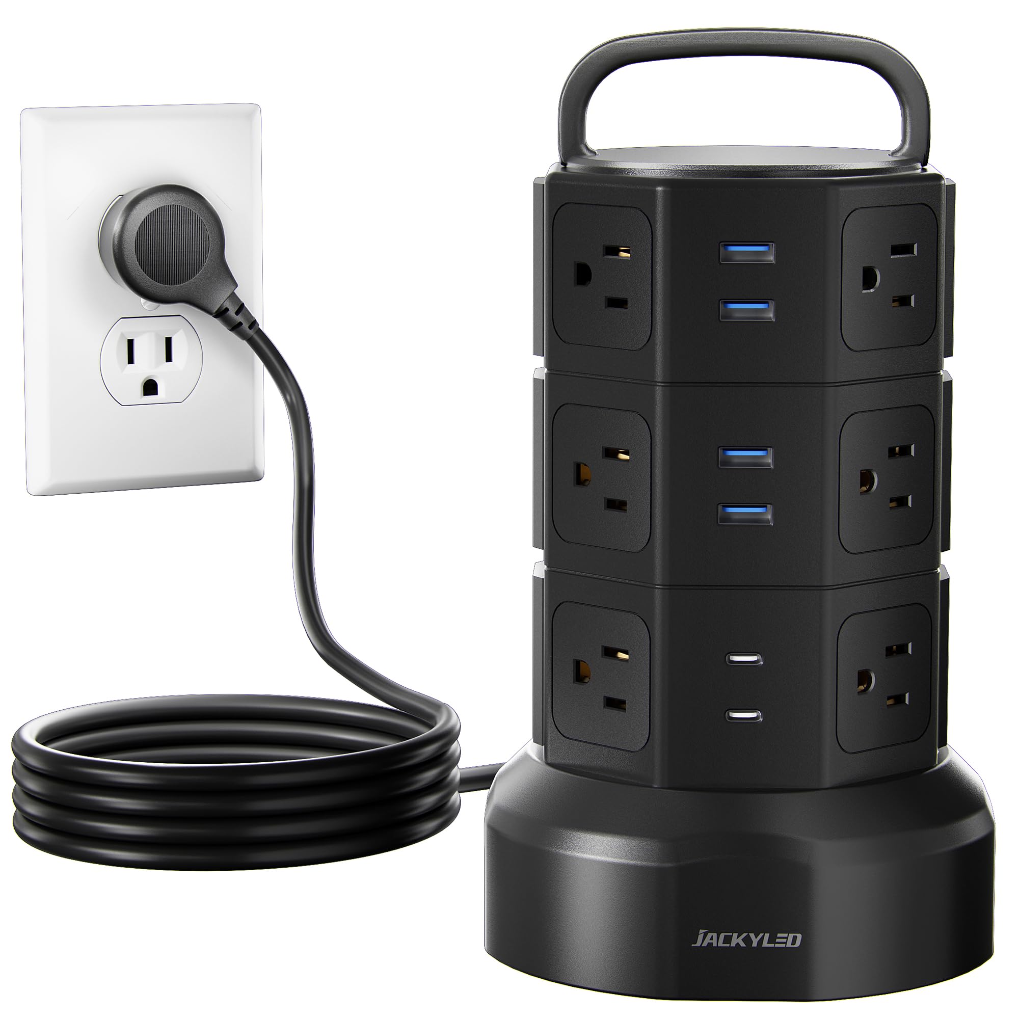 JACKYLED Power Strip Tower Surge Protector, 12 AC 6 USB (2 USB C), 1050J — Amazon image 20