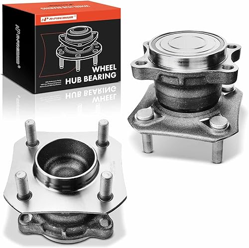 A-Premium 2 rodamientos de rueda trasera y conjunto de cubo con 4 lengüetas compatibles con Nissan Sentra 2007-2012, L4 2.0L y no ABS