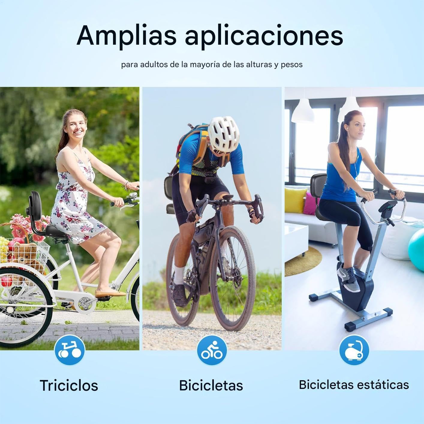 Sillín de Bicicleta con Respaldo Cojín De Asiento Cómodo con Respaldo