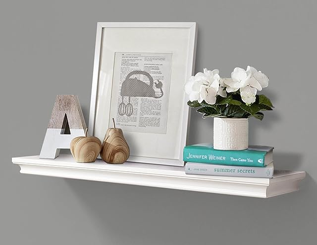 AHDECOR Floating Shelves Wall Mounted, Deeper Wall Storage Shelf for Home Décor, 91 x 19.6 x 4.3 cm, White