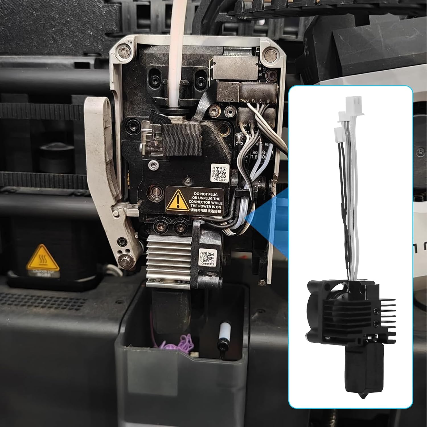 Bamboo Lab Hotend Complete Kit with Fan for Bambu Lab X1 Series X1 Carbon, X1, X1C 3D Printer Full Assembly Extruder Hot End Set 0.4mm image 2