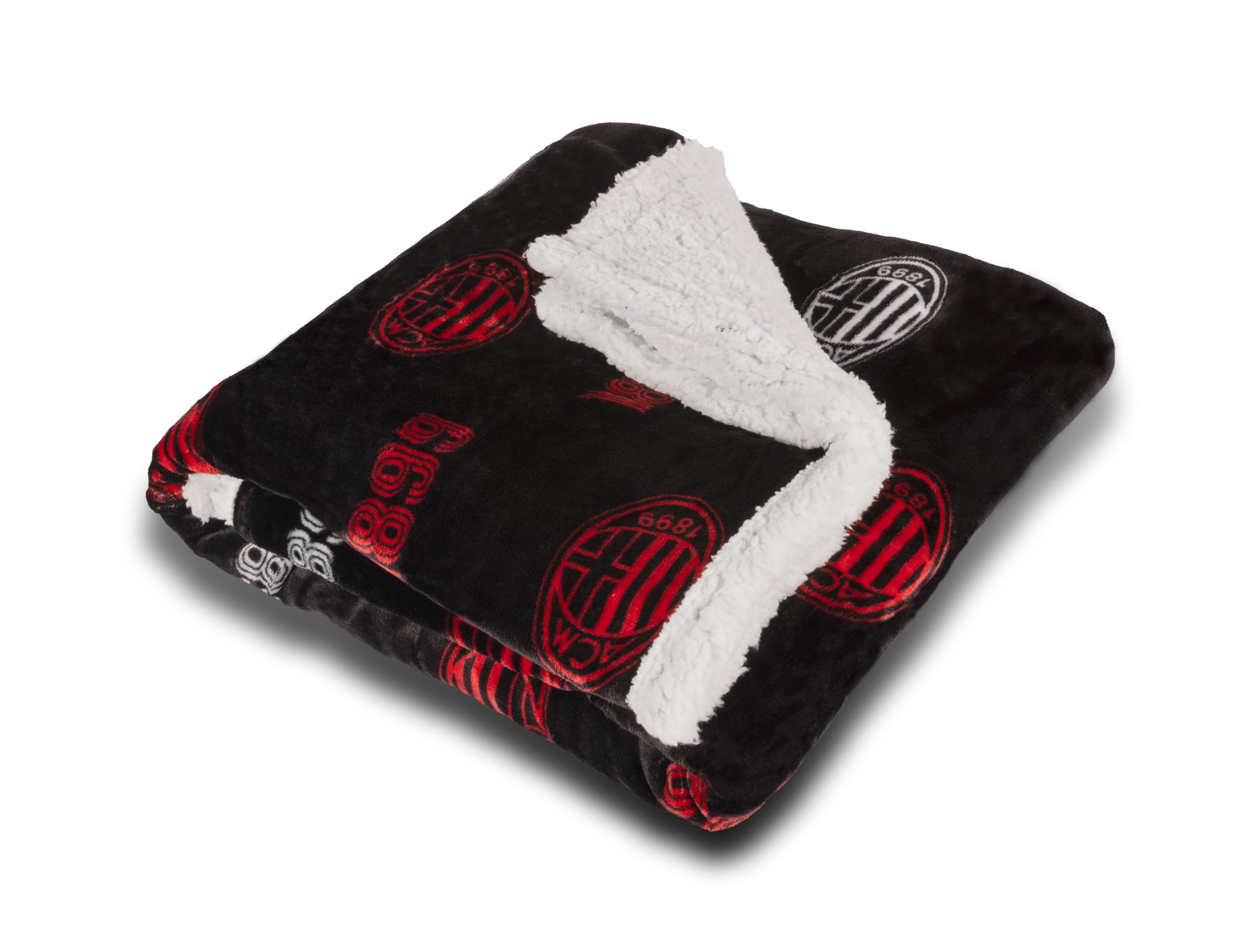 hermet A.C.Milan, Coperta Plaid Pile Sherpa Agnellato, 130x160, Invernale, Doppio Strato, Letto Divano, Morbida Calda, Prodotto Ufficiale
