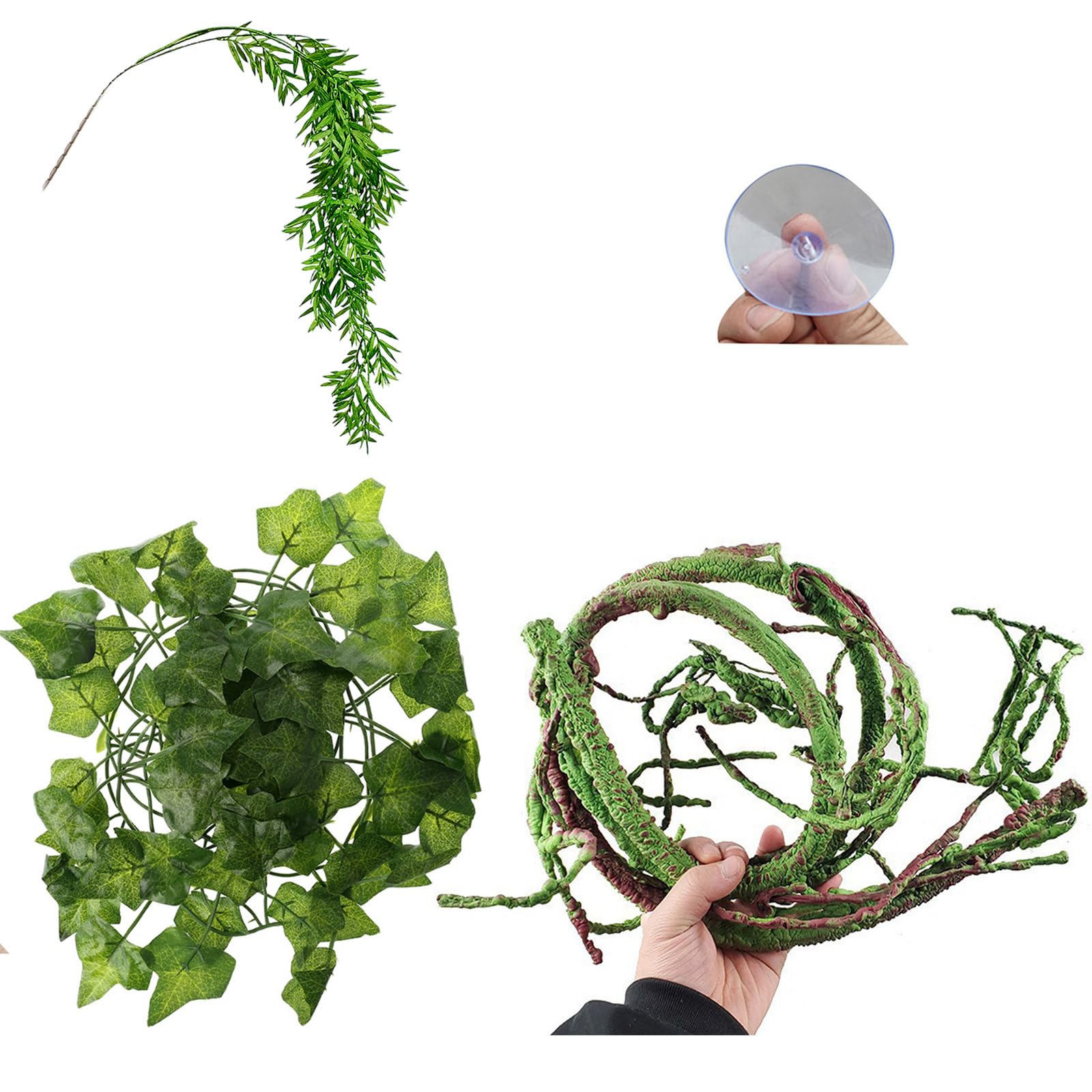 Plantes artificielles pour terrarium de reptiles avec feuilles de vigne décoratives