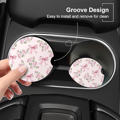 Miniatura 3 de Posavasos de cerámica con diseño de mariposa y rosa para portavasos Juego de posavasos absorbentes para mujeres, accesorios estéticos para