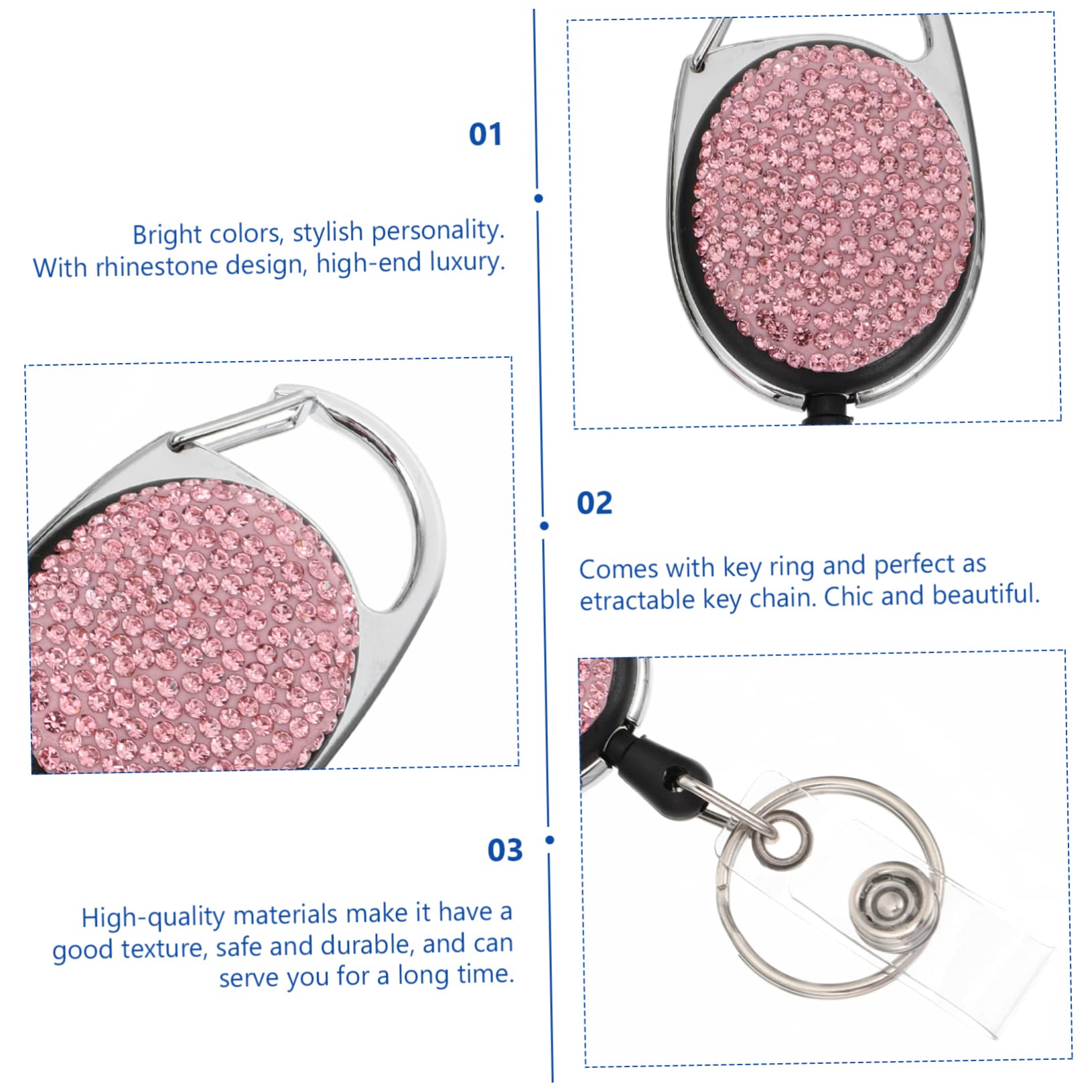 LALAFINA 8pezzi Portachiavi Retrattile Lega Di Zinco Con Clip Per Distintivi e Tesserini Accessorio Pratico Per Ufficio e Lavoro
