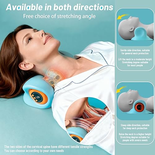 Miniatura 3 de Masajeador de cuello, masajeador de cuello, 3 modos de almohada eléctrica para el cuello y los hombros, con dispositivo de tracción cervical de