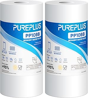 PUREPLUS 10 Micron 10" x 4.5" Whole House Sediment Home Water Filter Replacement Cartridge for Culligan RFC-BBSA, HD-950, WFHD13001B, W15-PR, GXWH30C, GXWH35F, Aqua-Pure AP817, PP10BB, 2PACK