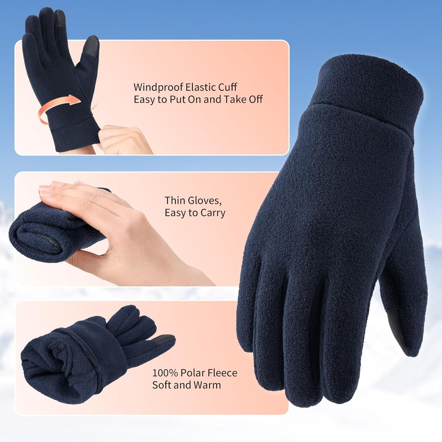 Cierto Winter Gloves Men Women: Touch Screen Thermal Polar Fleece Gloves, Warm Gloves for Running Cycling Driving Hiking - Image 2