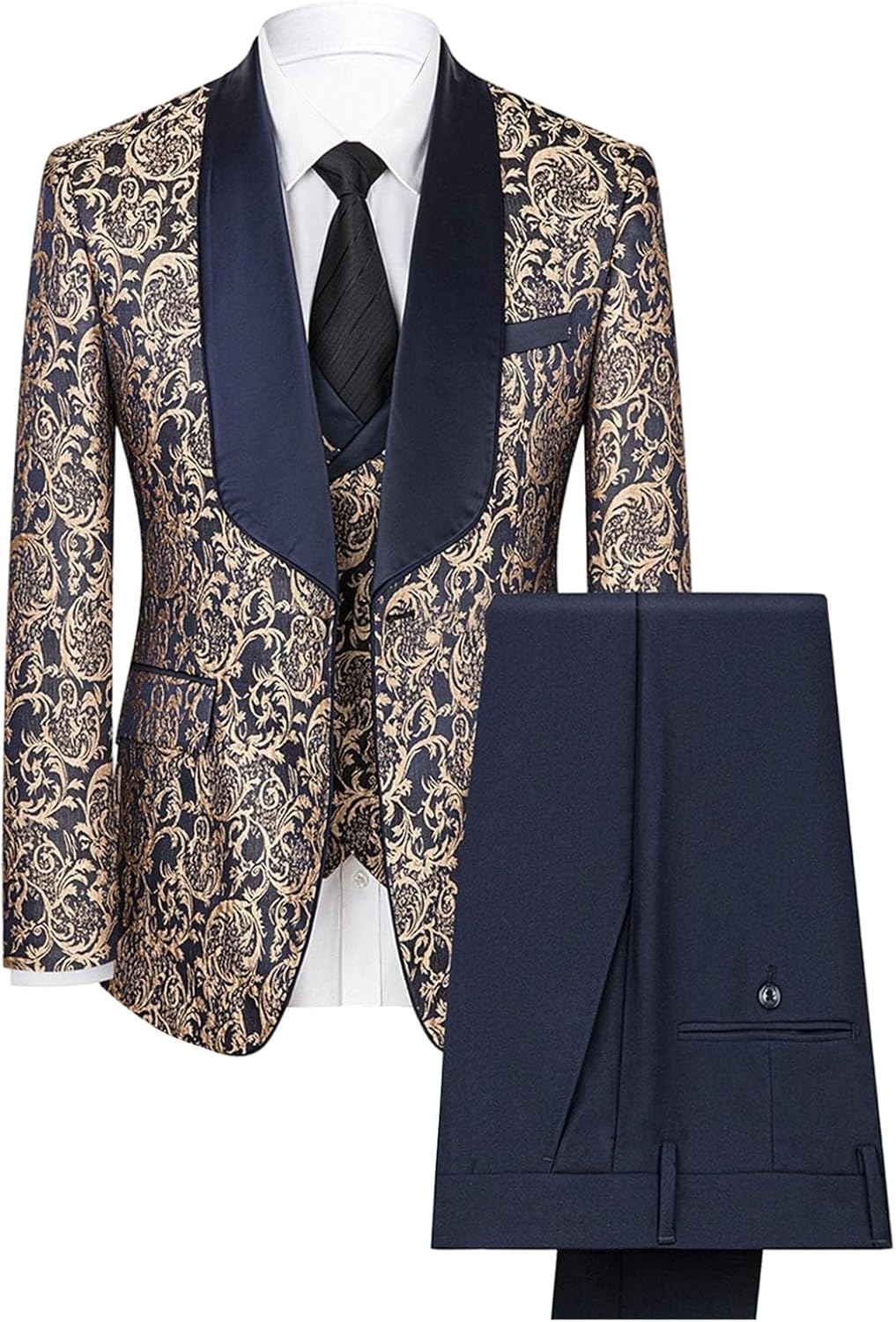 Men's 2 Piece Stylish with Clasp Suit Slim Fit & Casual Tuxedo Jacket Coat Set Wedding Prom Tuxedo Suits Sets