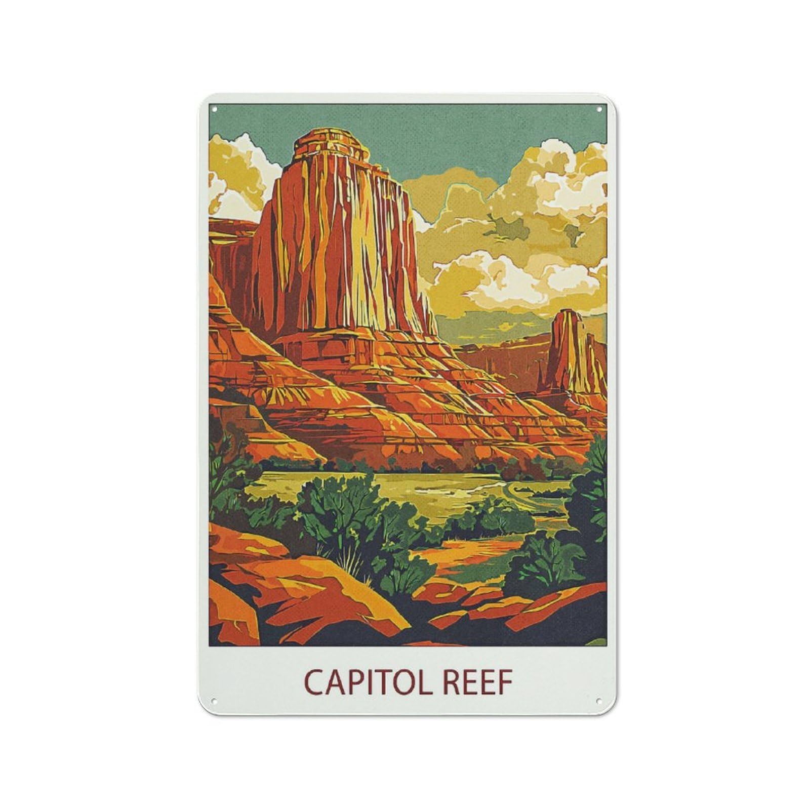Junmoney Style-9 Capitol Reef National Park(2) Retro Metal Sign 30X20cm For Home Office Or Studio, Suited To Home Office Decor Fans