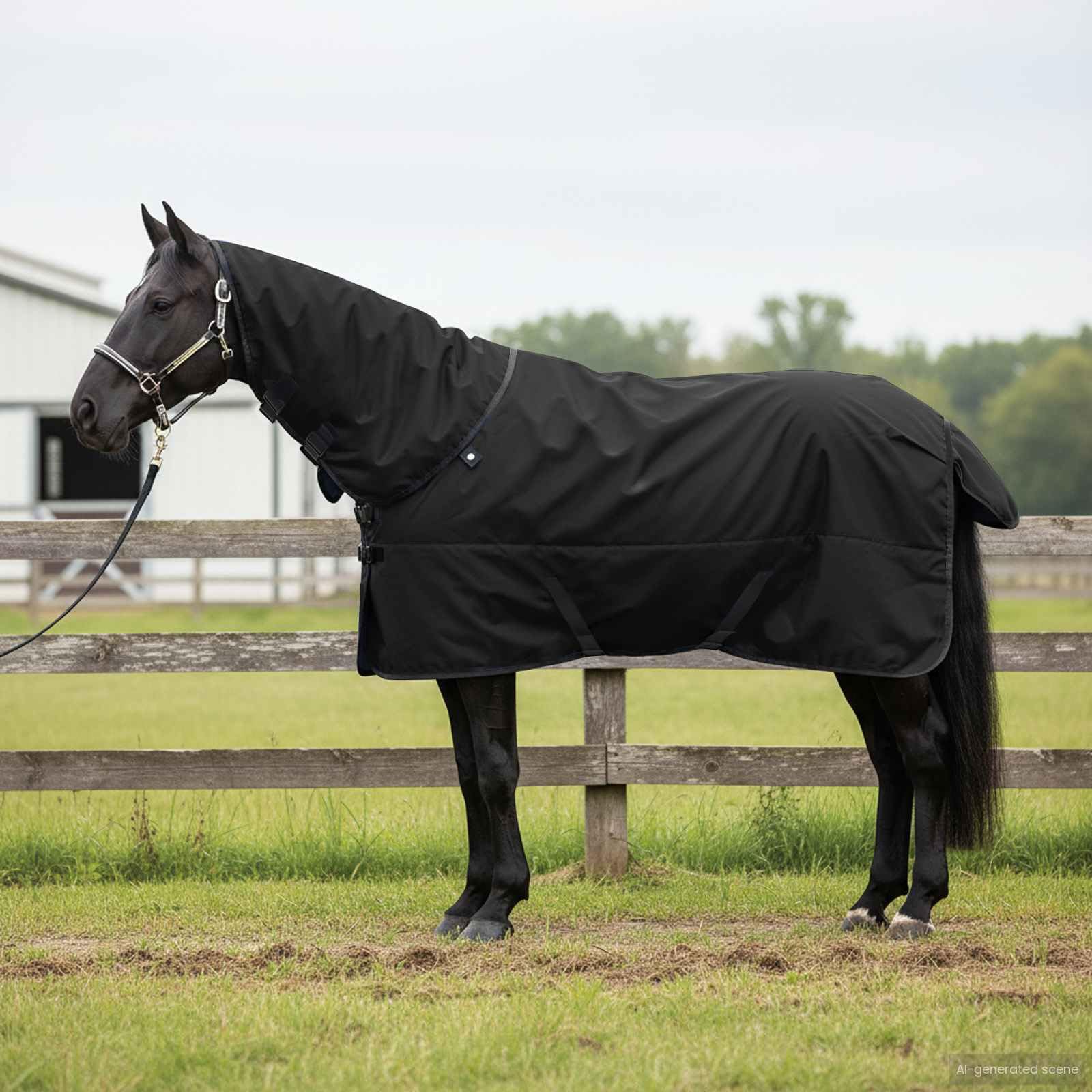 Manta para Caballo Verde Oscuro y Negro 125 cm Poliéster,Mantas y Capas para Caballos,1.602kg-42013172