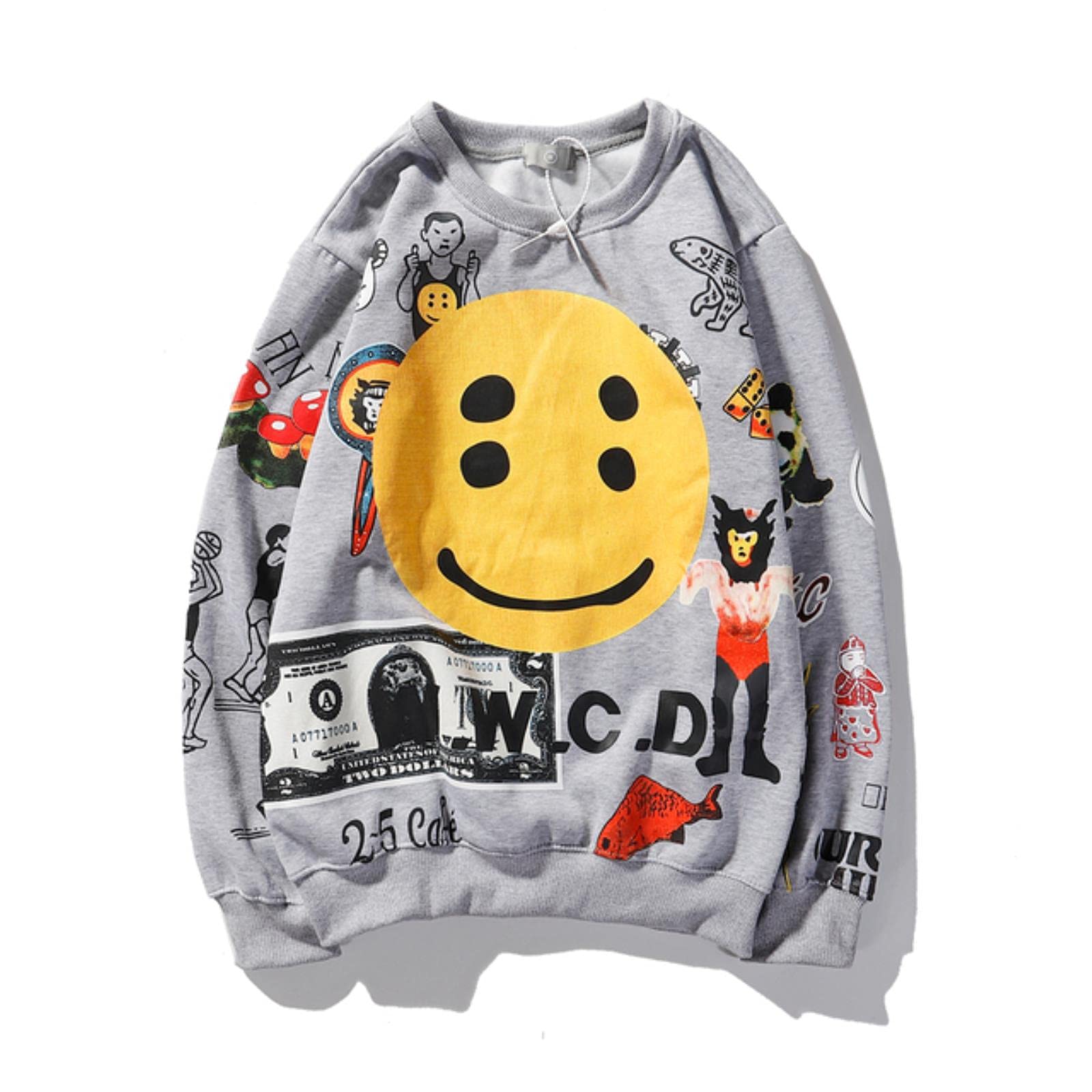 CHOUX Graffiti lettere schiuma pile maglione uomo e donna Harajuku grande formato pile felpa con cappuccio hip hop felpa con cappuccio maglione-pic colore, AsianXXXL